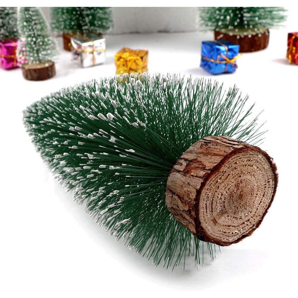 Brad Artificial de Crăciun, Ornament pentru masa, pe suport de lemn, 20 cm