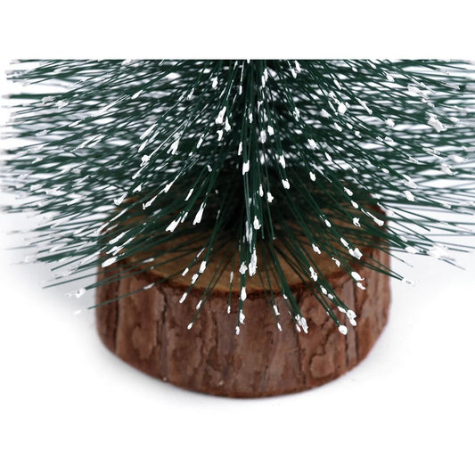 Brad Artificial de Crăciun, Ornament pentru masa, pe suport de lemn, 20 cm
