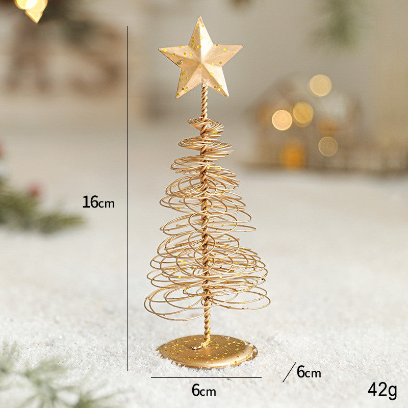 Decoratiune Brad micut din Metal, inaltime 16cm, Auriu