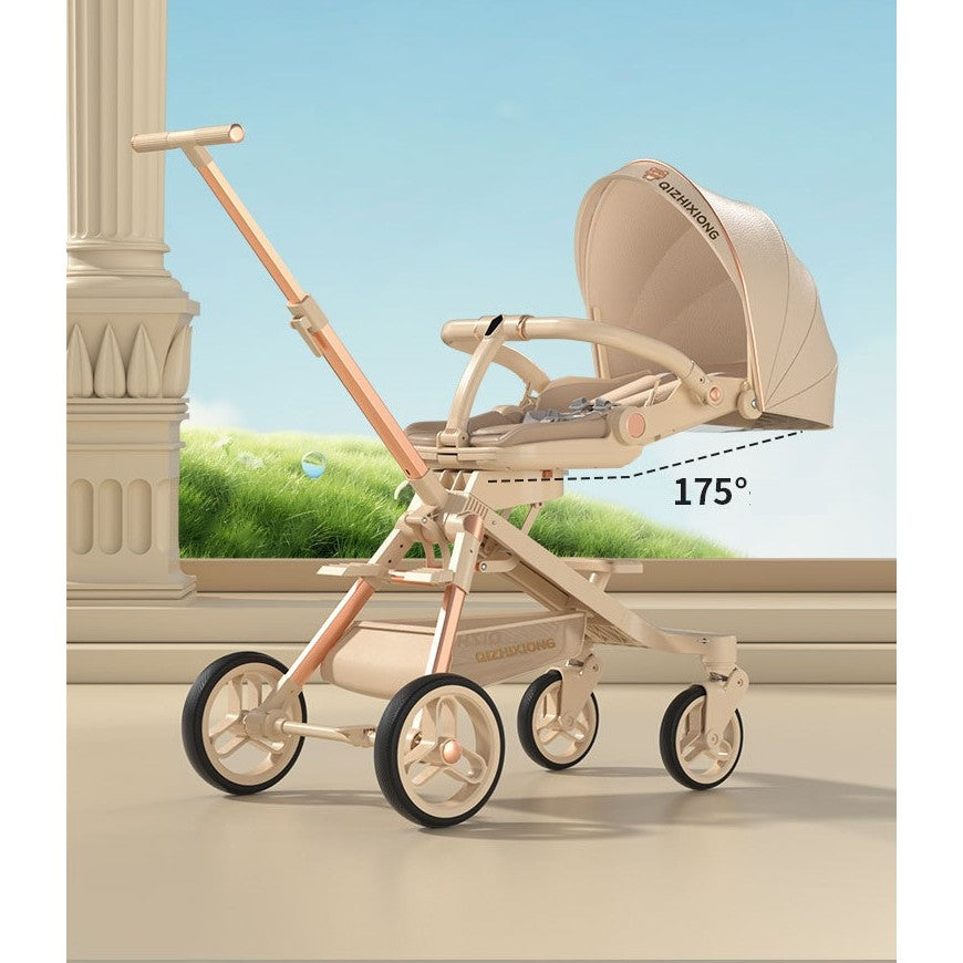 Cărucior sport 3in1, 6-36 luni , reversibil, pliabil, tăviță pentru masa, roti 360 si parasolar-Model Panda -Alb