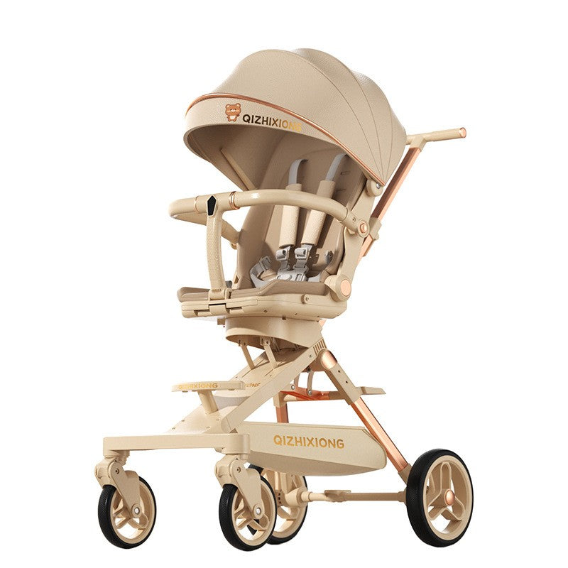 Cărucior sport 3in1, 6-36 luni , reversibil, pliabil, tăviță pentru masa, roti 360 si parasolar -Bej