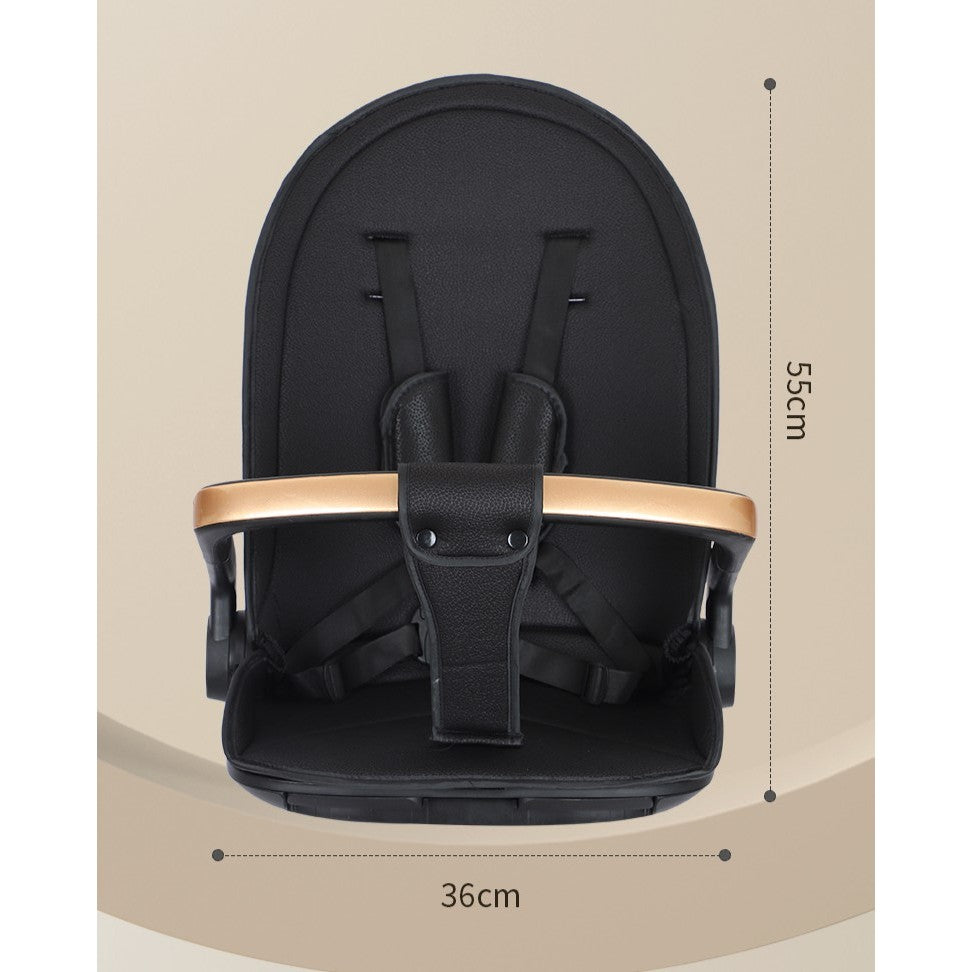 Cărucior sport 3in1, 6-36 luni , reversibil, pliabil, tăviță pentru masa, roti 360 si parasolar - Model Carouri - Maro