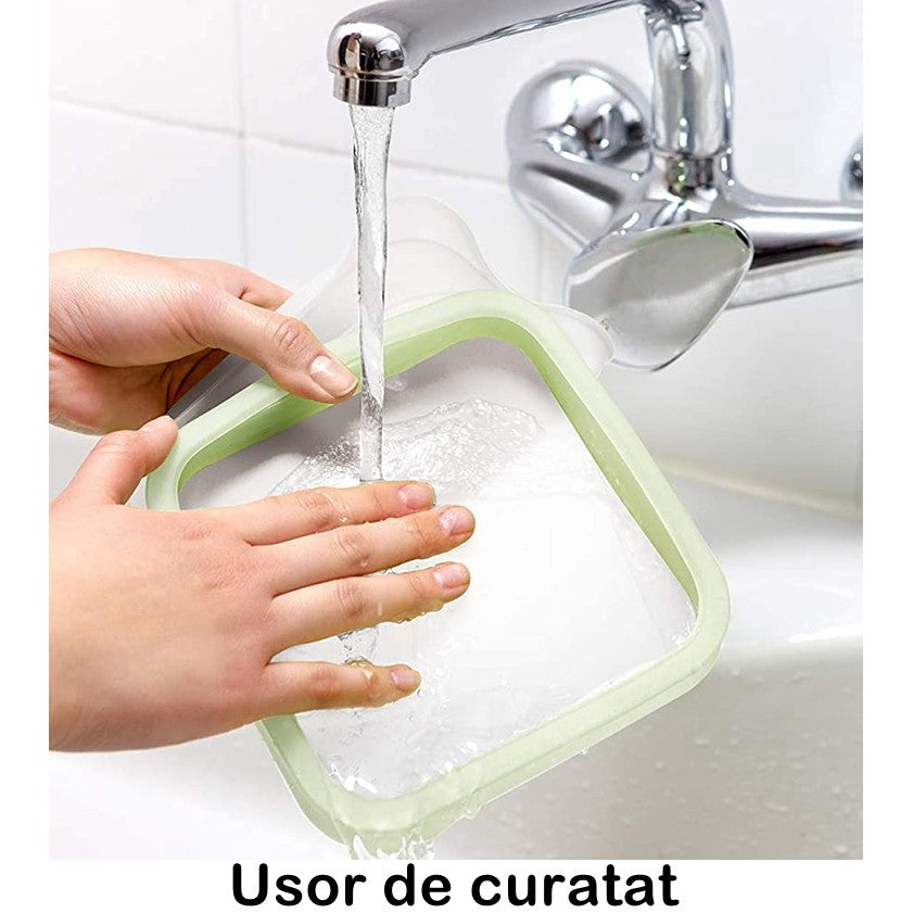 Caserola pentru Sandvici din Silicon si Polipropilenă cu capac anti-scurgere 15,5x15,5x2,5cm