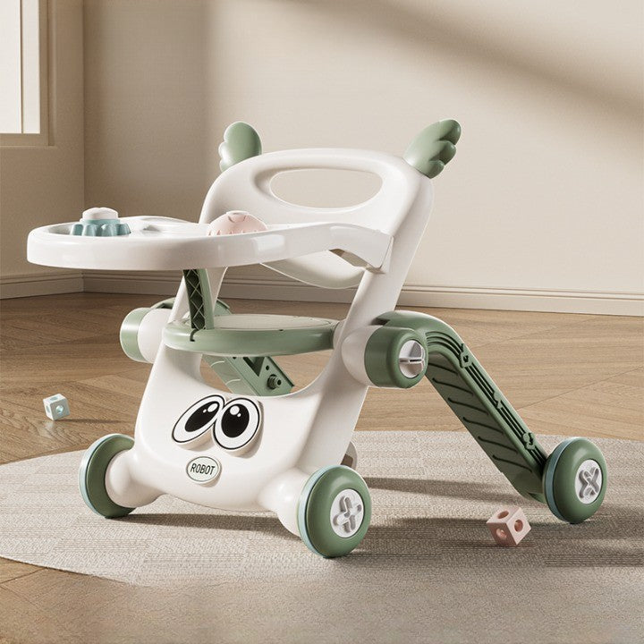 Antemergător pentru copii 9-12 luni, 8 in 1, cu 4 roti, multifuncțional , cu mâner de împingere detașabil - VERDE