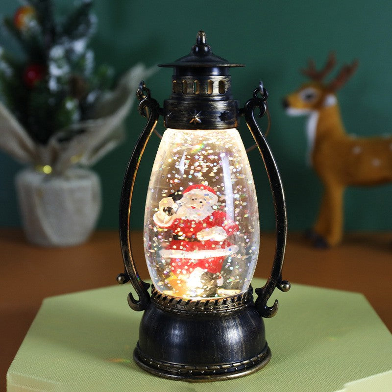 Decorațiune Crăciun, Felinar de Crăciun cu LED, Model Lampă cu Ulei, Mos Craciun, 14cm