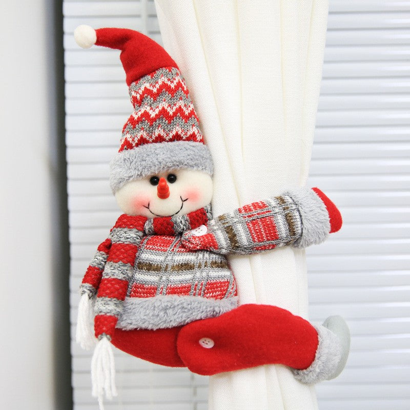 Clemă Decorativă pentru Perdea și Draperii, Tematică Crăciun, Model Om de Zăpadă, 46cm