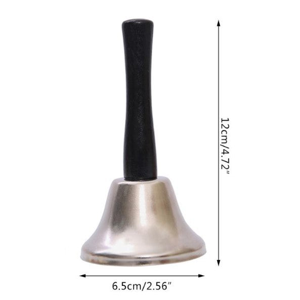 Clopoțel de mana, Argintiu , Mâner de Lemn , 12 cm