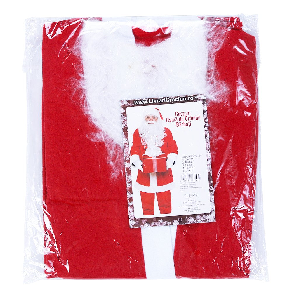 Costum Moș Crăciun , bărbat Adult , 5 piese, polar