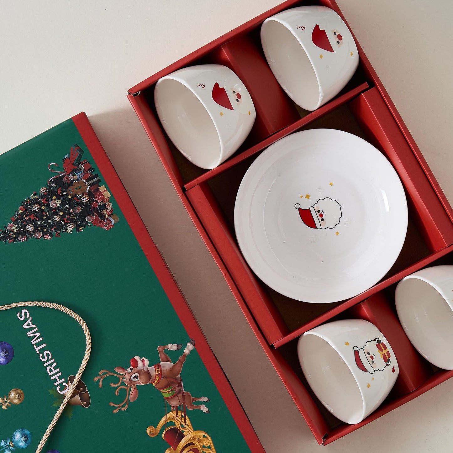 Set Veselă Festivă Temă Crăciun, din Ceramică