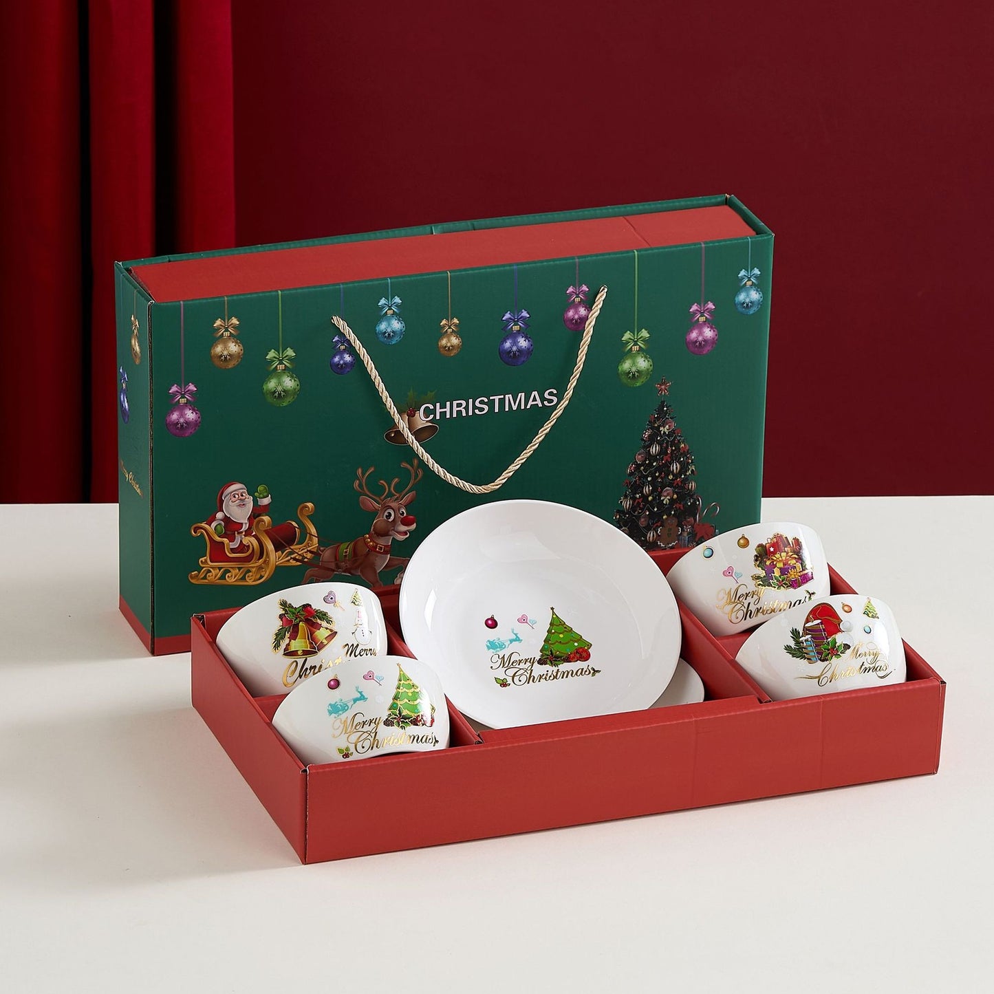 Set Veselă Festivă Temă Crăciun, din Ceramică