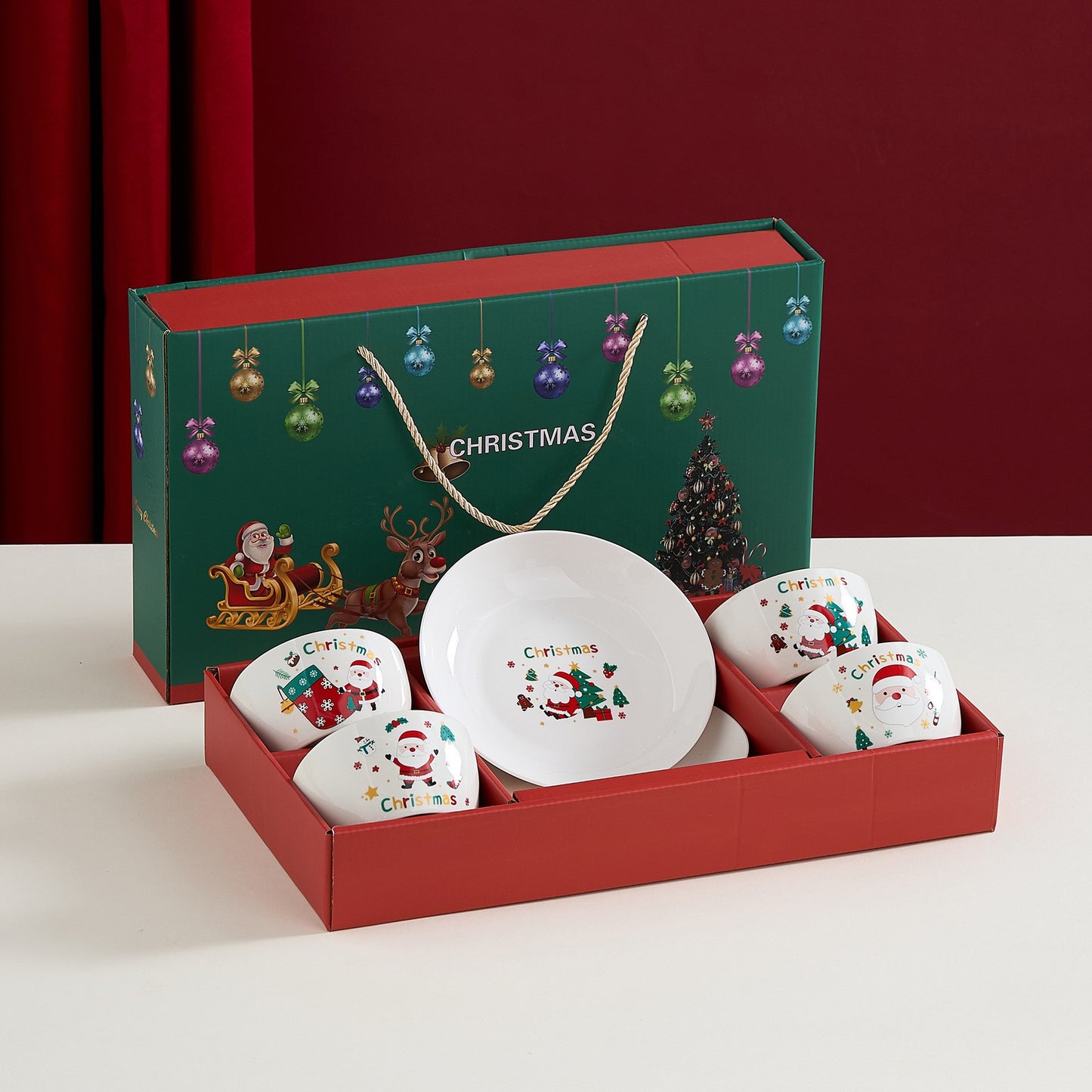 Set Veselă Festivă Temă Crăciun, din Ceramică