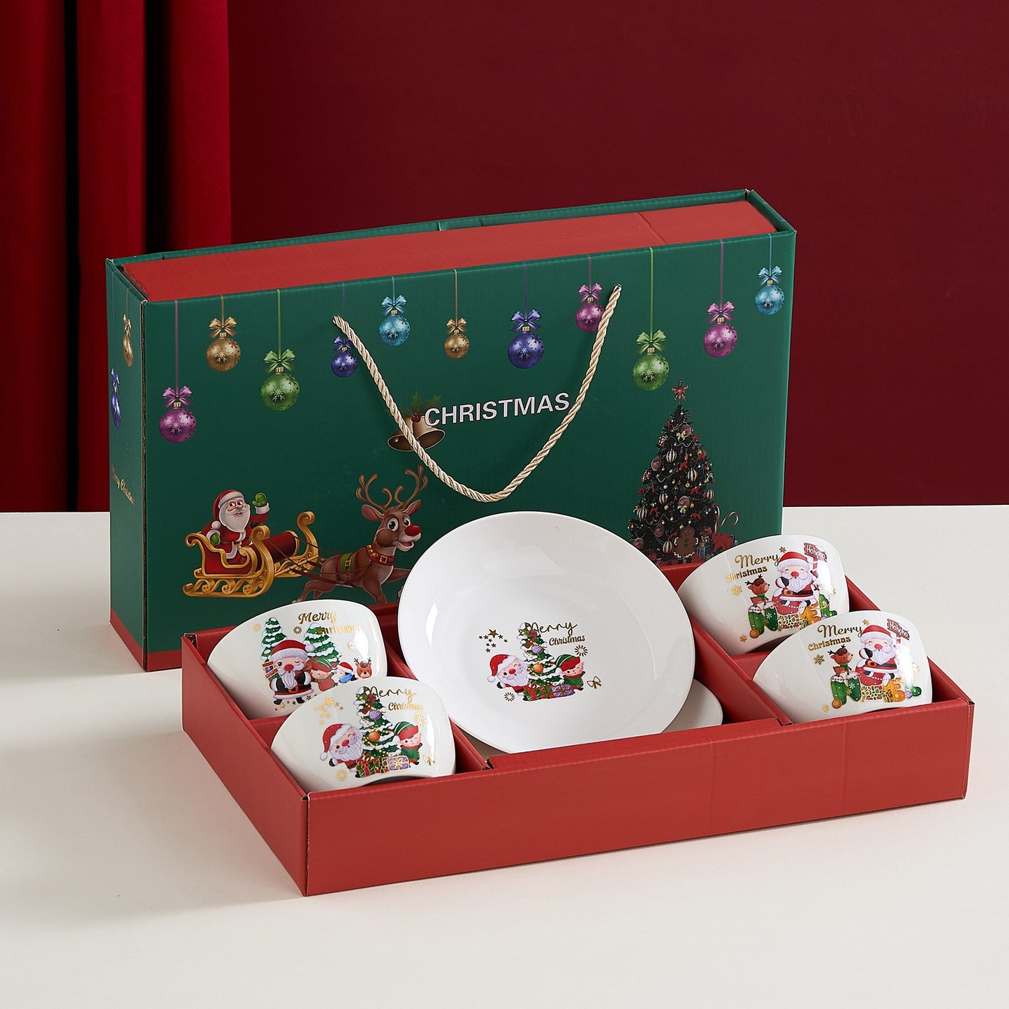 Set Veselă Festivă Temă Crăciun, din Ceramică