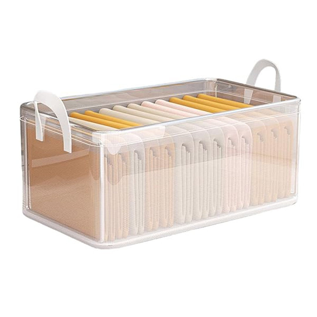 Cutie container de depozitare din PVC, de stocare, Dimensiuni multiple, Accesoriu robust pentru organizarea de uz casnic, volum 26L, 47 x 28 x 20 cm, Transparenta