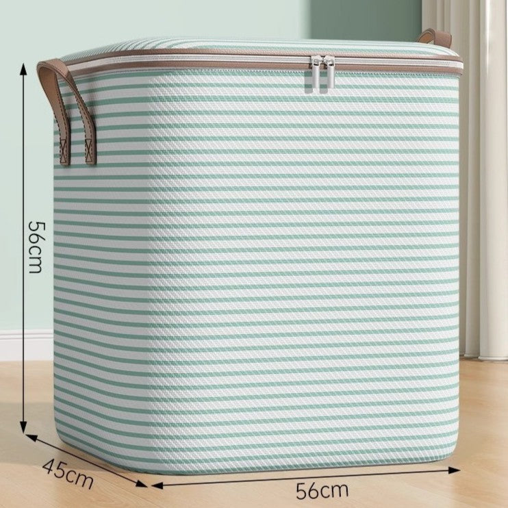Cutie de depozitare cu fermoar , pliabila, mâner ranforsat, 56x45x56 , 150L in dungi Verde