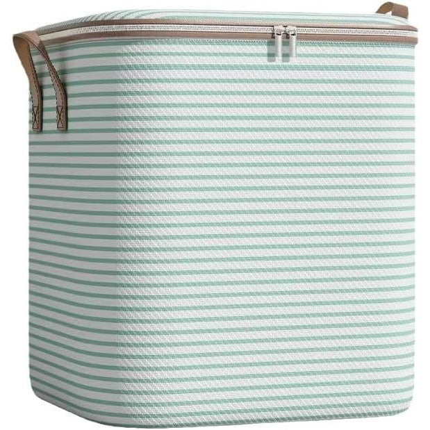Cutie de depozitare cu fermoar , pliabila, mâner ranforsat, 56x45x56 , 150L in dungi Verde