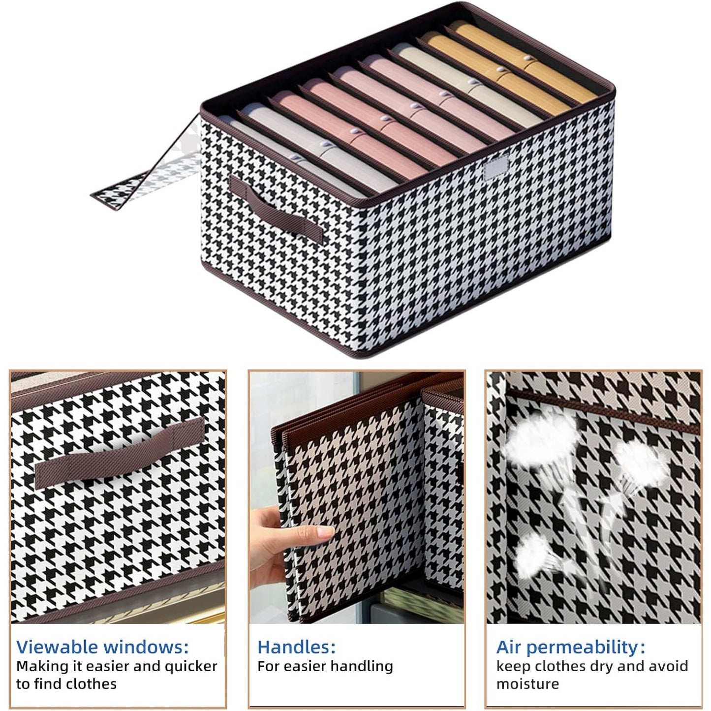 Cutie de depozitare pentru haine, lenjerie, șosete și sutiene - 9 compartimente, material textil