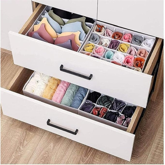 Cutie de depozitare pentru Lenjerie , material textil, 24 comportamente, 32 X 32 X 10 cm Gri