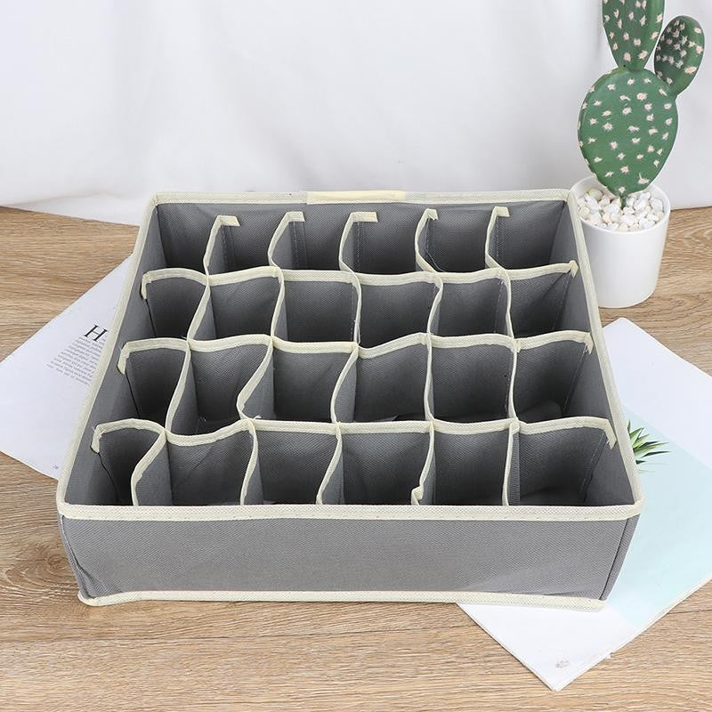 Cutie de depozitare pentru Lenjerie , material textil, 24 comportamente, 32 X 32 X 10 cm Gri