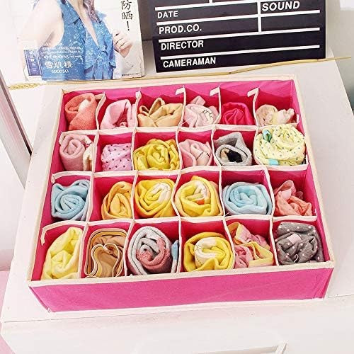 Cutie de depozitare pentru Lenjerie , material textil, 24 comportamente, 32 X 32 X 10 cm Roz