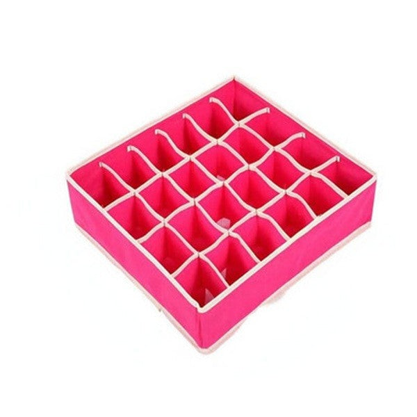 Cutie de depozitare pentru Lenjerie , material textil, 24 comportamente, 32 X 32 X 10 cm Roz