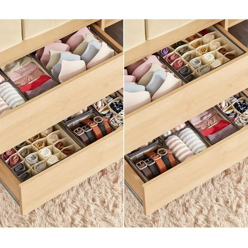 Cutie de depozitare pentru Lenjerie , material textil, 6 comportamente 32x16x10 cm Bej