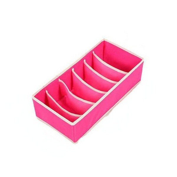 Cutie de depozitare pentru Lenjerie , material textil, 6 comportamente 32x16x10 cm Roz