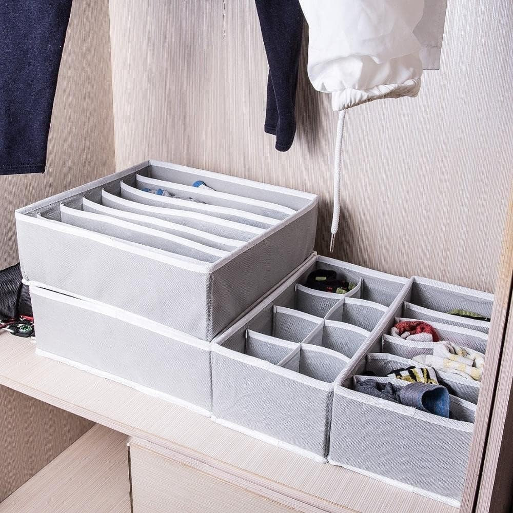 Cutie de depozitare pentru Lenjerie , material textil, 7 comportamente, 32 X 32 X 10cm cm Gri