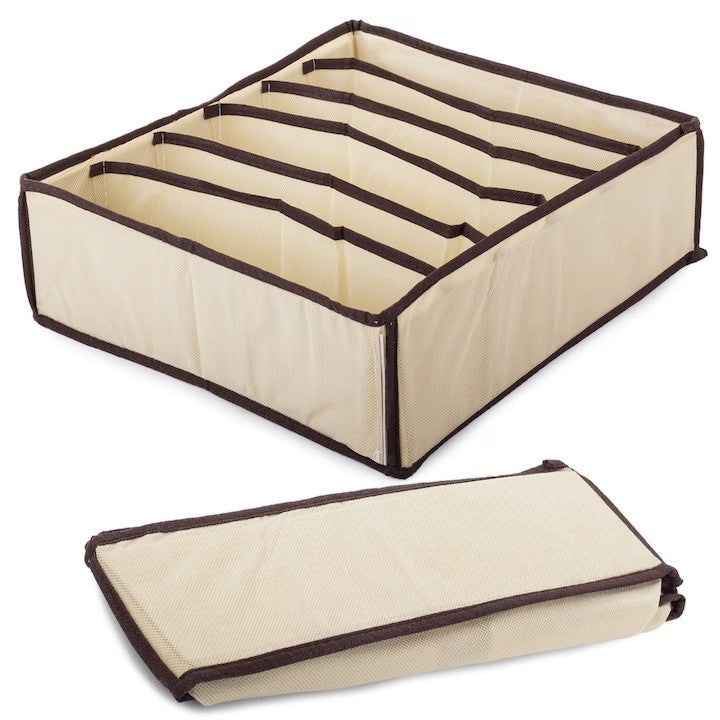 Cutie de depozitare pentru Lenjerie , material textil, 7 comportamente, 32 X 32 X 10cm cm Bej