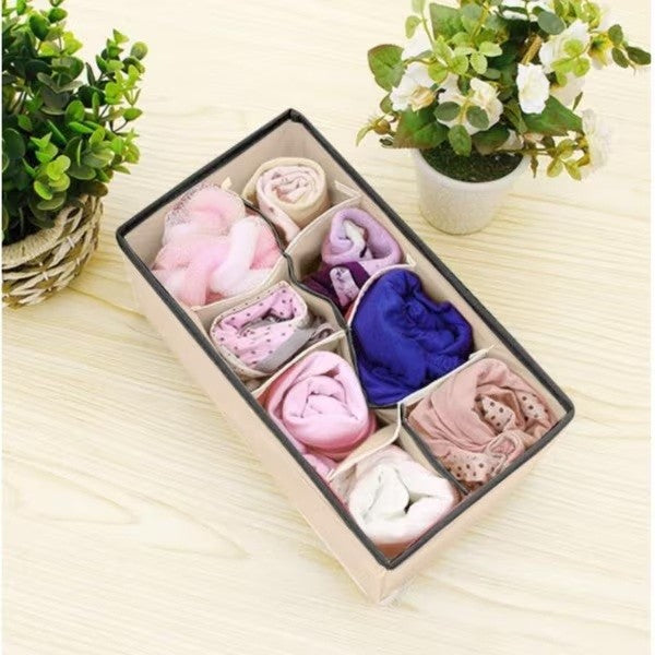Cutie de depozitare pentru Lenjerie , material textil, 8 comportamente, 32 X 16 X 10cm Bej