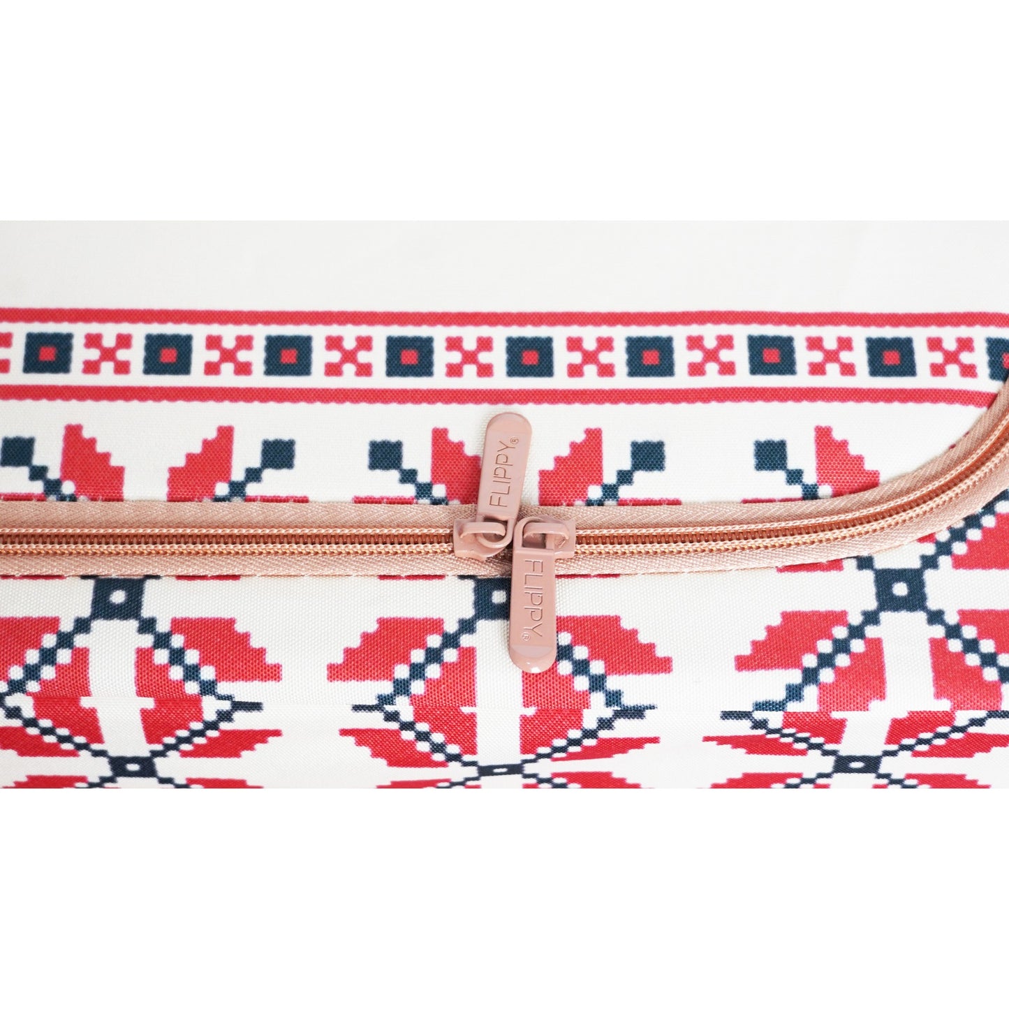 Cutie depozitare pliabila 100L din bumbac si in, 60x42x40cm , cu fereastra frontală , 2 uși de acces cu fermoar bidirectional si cadru metalic Model 2