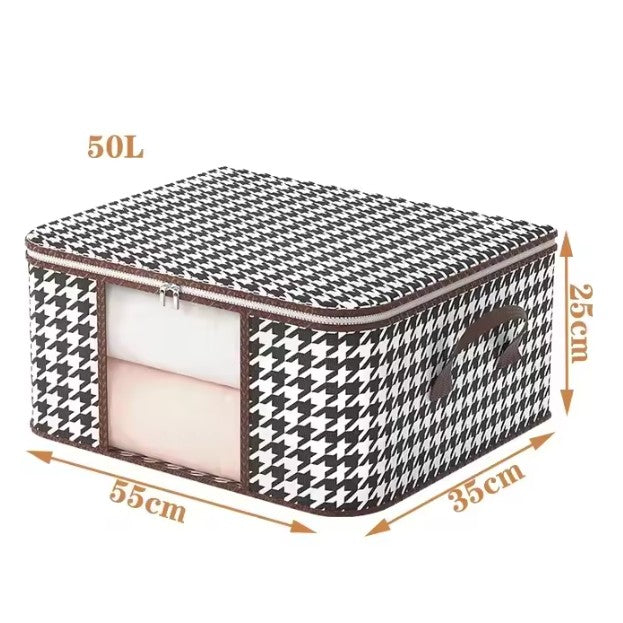 Cutie de Depozitare Pliabilă - 55x35x25 cm cu Fereastră Frontala cu Fermoar Bidirecțional-50 L