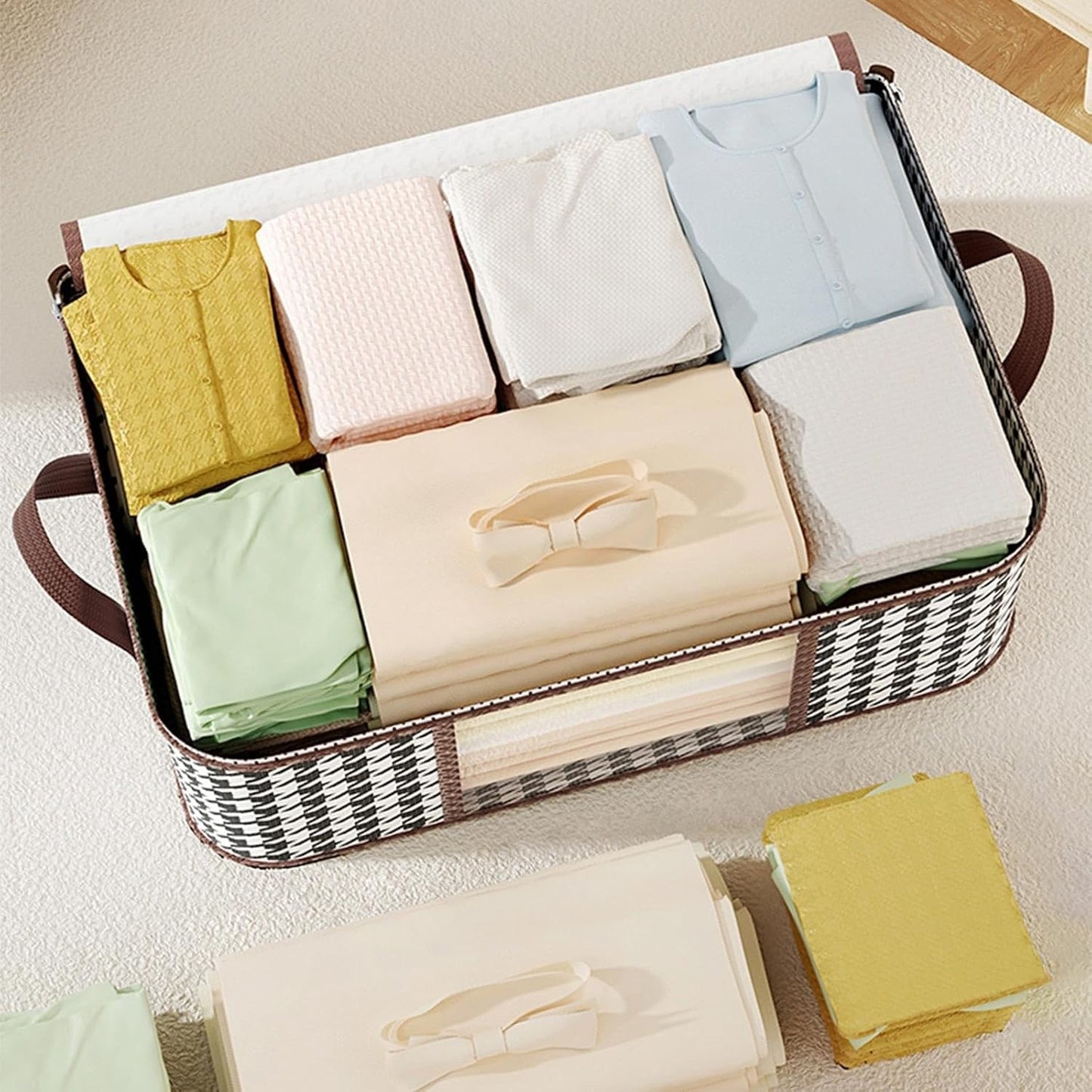 Cutie de Depozitare Pliabilă - 60x40x30 cm cu Fereastră Frontala cu Fermoar Bidirecțional -75L