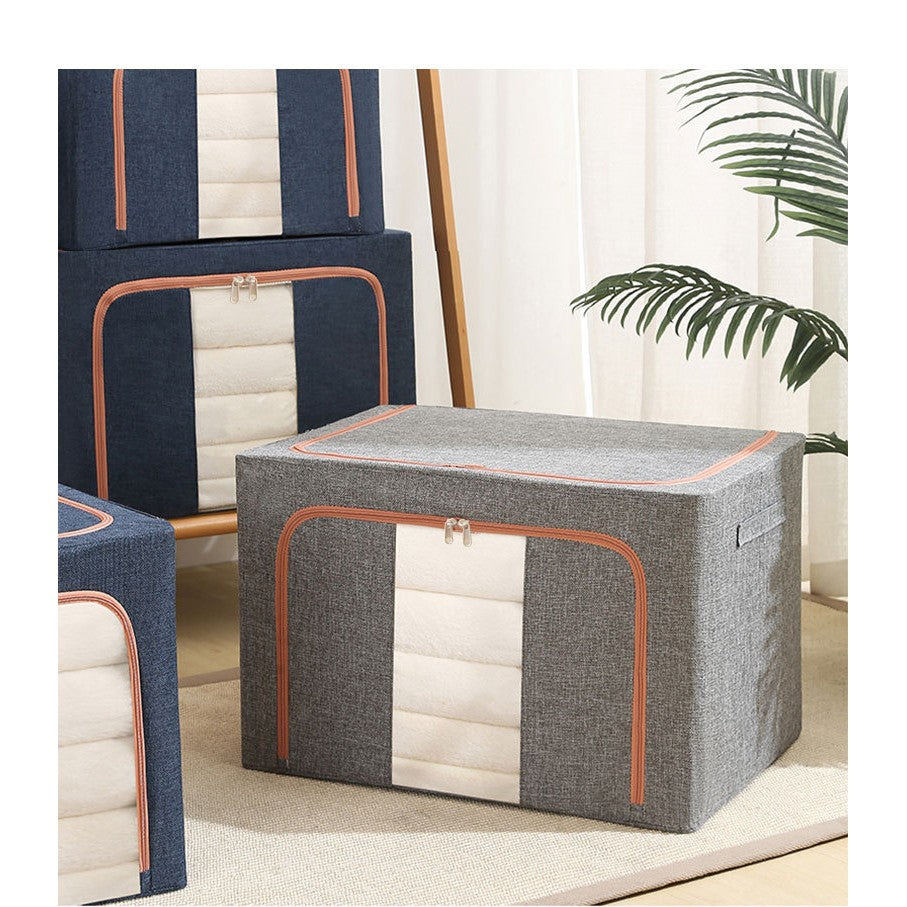 Cutie de depozitare pliabila cu fermoar 66L material textil 50x40x33cm Gri