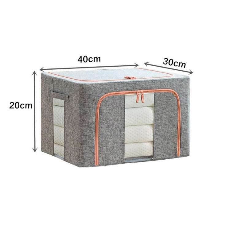 Cutie de depozitare pliabila, 24L, din bumbac si in 40x30x20cm , 2 ferestre , frontală si laterala