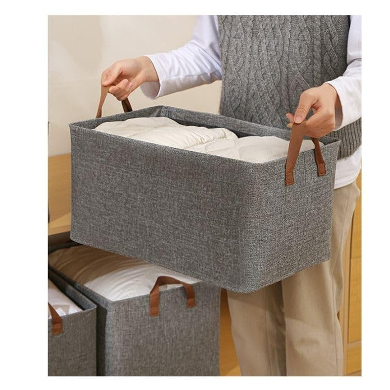 Cutie de Depozitare Tip Coș, Pliabilă, Material Textil, Maro, 35L