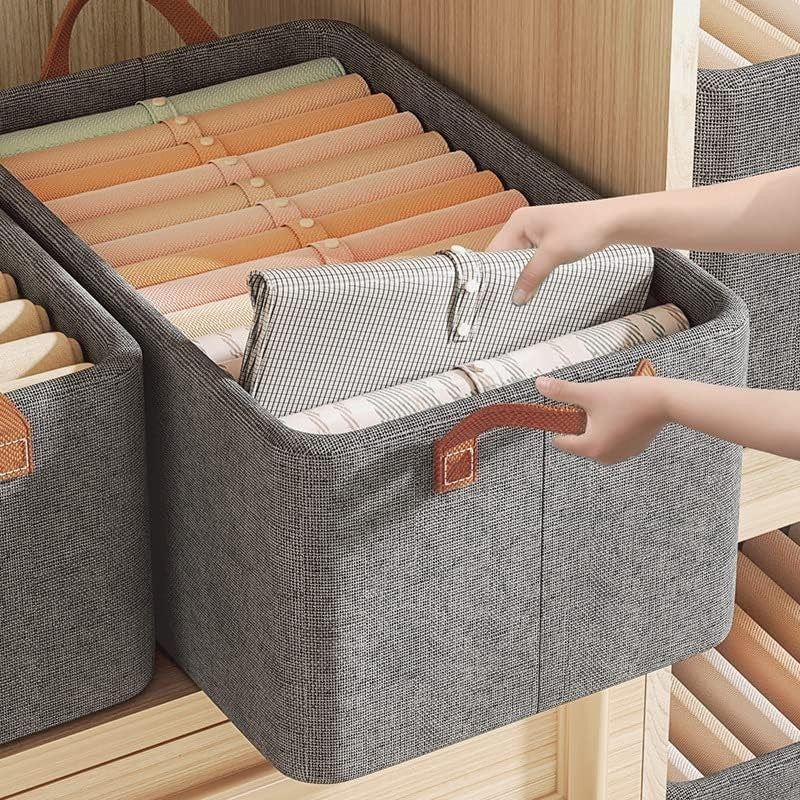 Cutie de Depozitare Tip Coș, Pliabilă, Material Textil, Maro, 35L