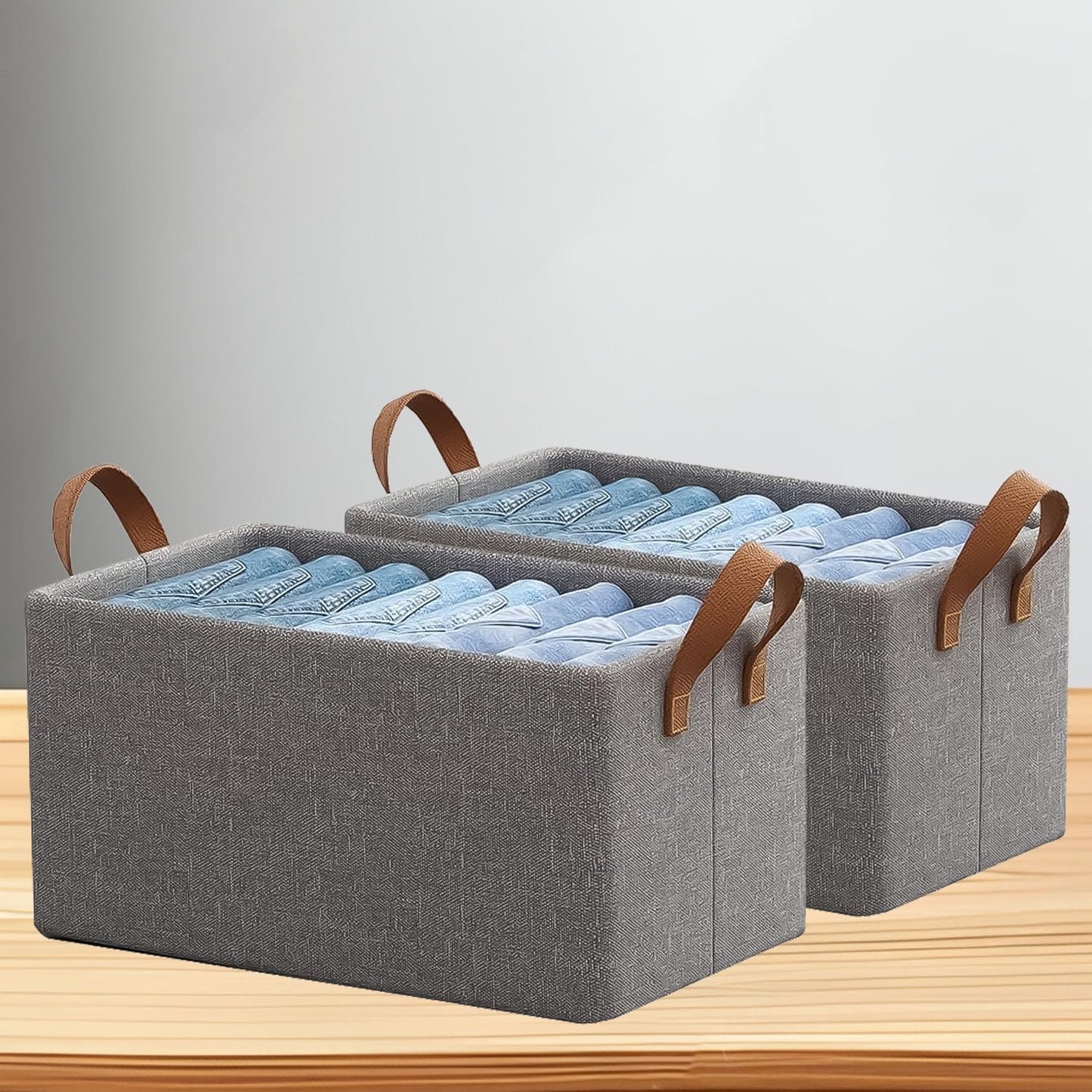 Cutie de Depozitare Tip Coș, Pliabilă, Material Textil, Maro, 35L