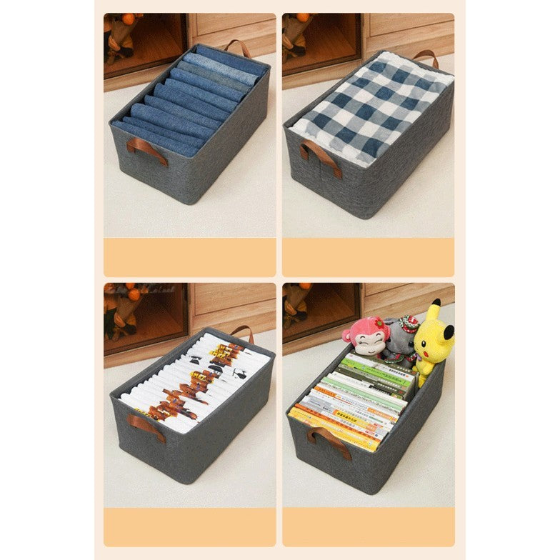 Cutie de Depozitare Tip Cos, Material Textil, Pliabila, 47x30x25 cm, 35 l, Cadru Metalic, cu Manere, Gri