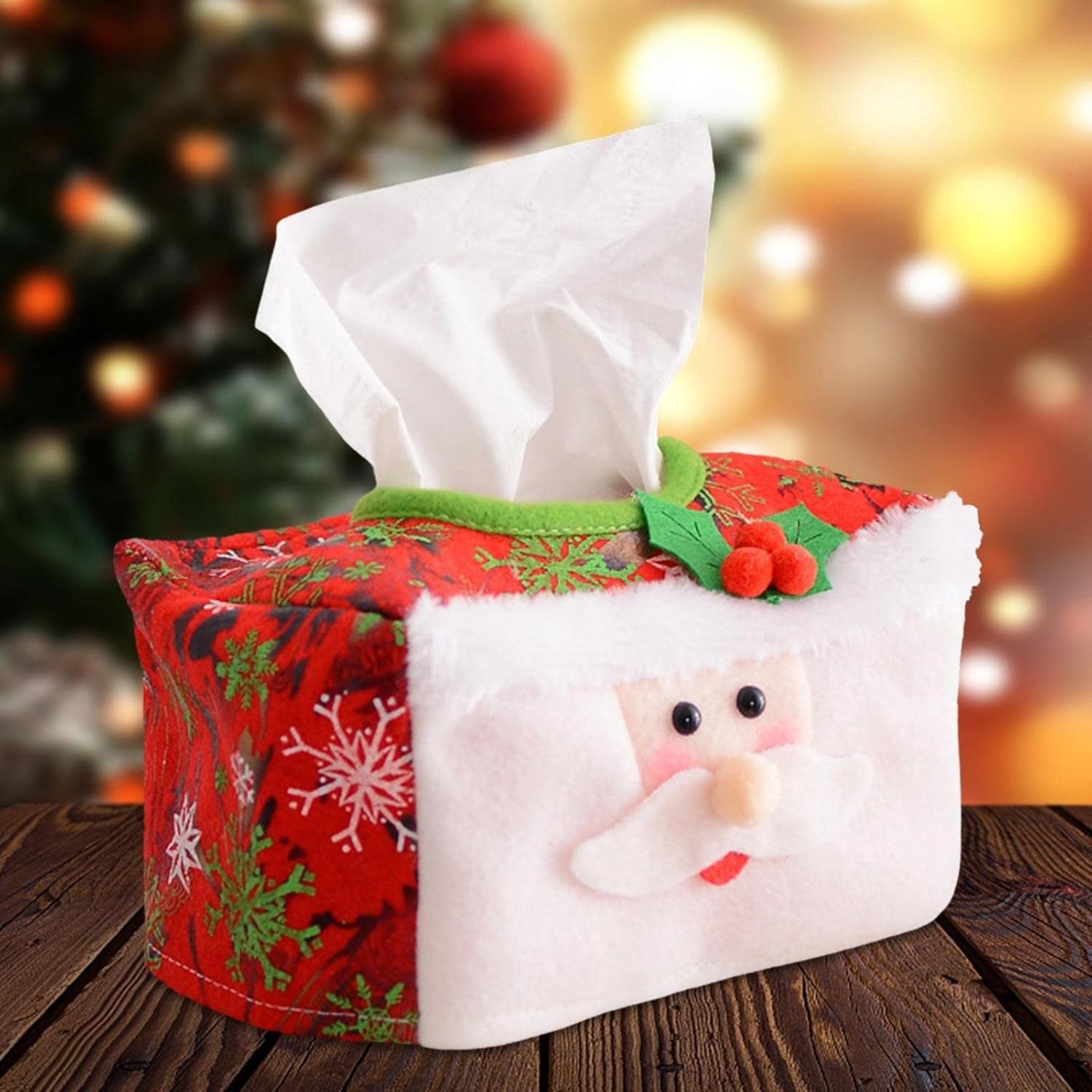 Cutie Decorativă pentru Șervețele, Model Mos Craciun, Tematică Crăciun, 16 x 10 cm