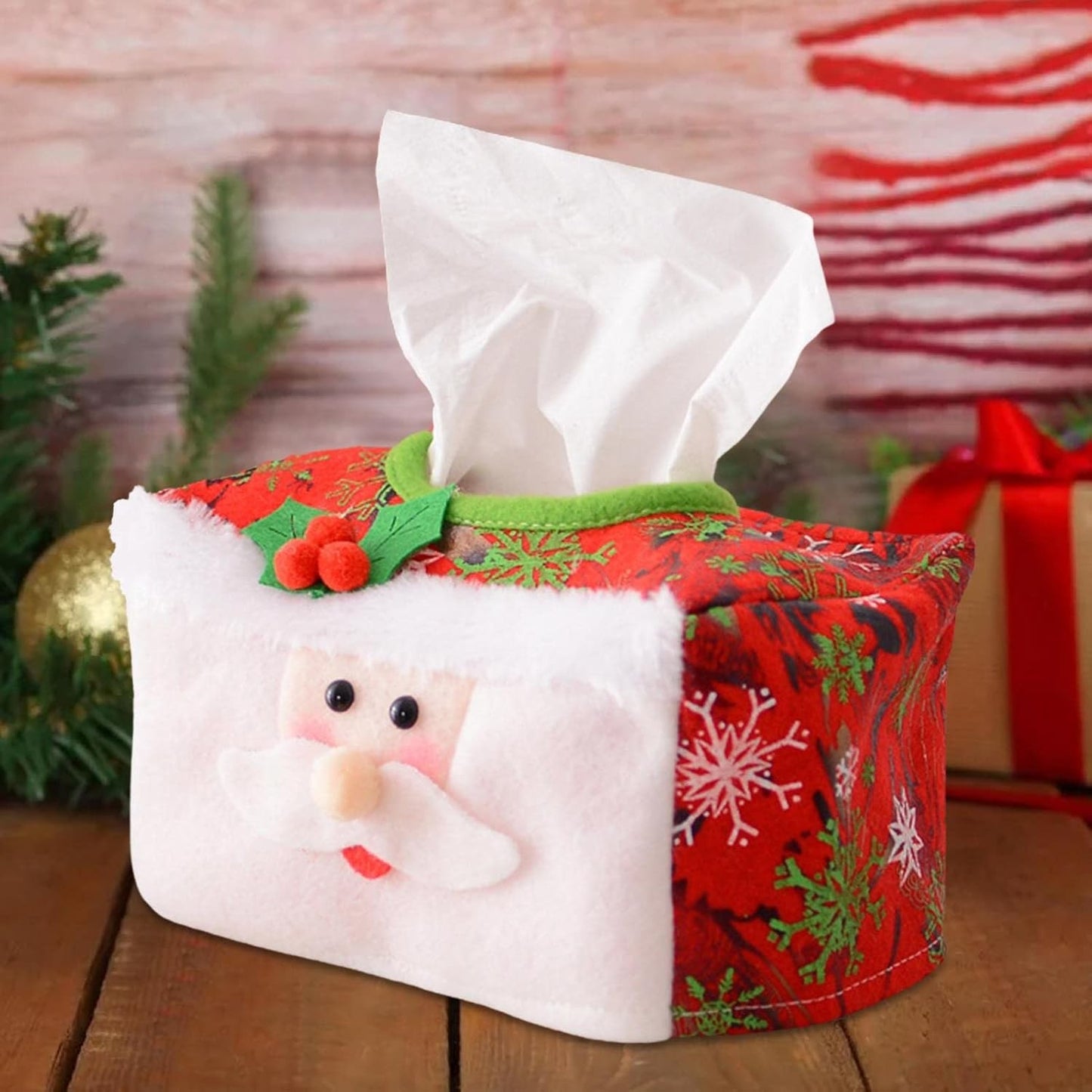 Cutie Decorativă pentru Șervețele, Model Mos Craciun, Tematică Crăciun, 16 x 10 cm