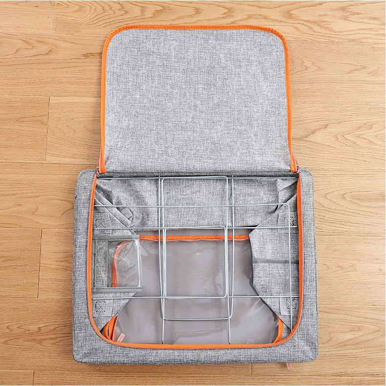 Cutie de depozitare pliabila cu fermoar 100L material textil 60x42x40cm Gri