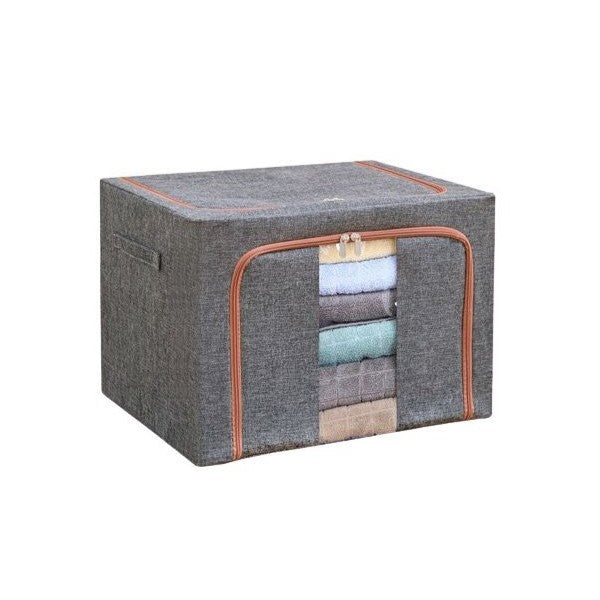 Cutie de depozitare pliabila cu fermoar 100L material textil 60x42x40cm Gri