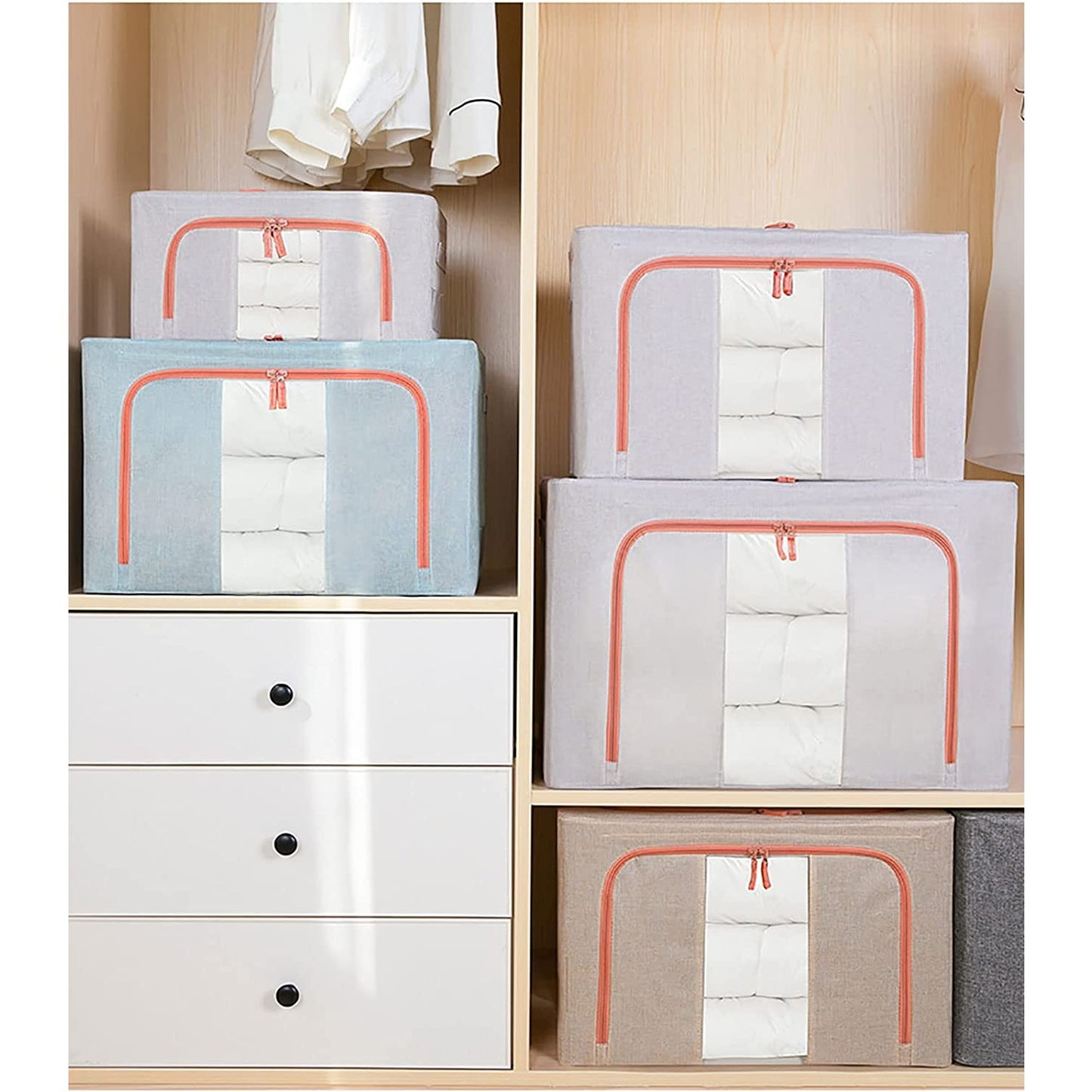 Cutie de depozitare pliabila cu fermoar 66L material textil 50x40x33cm BLEO