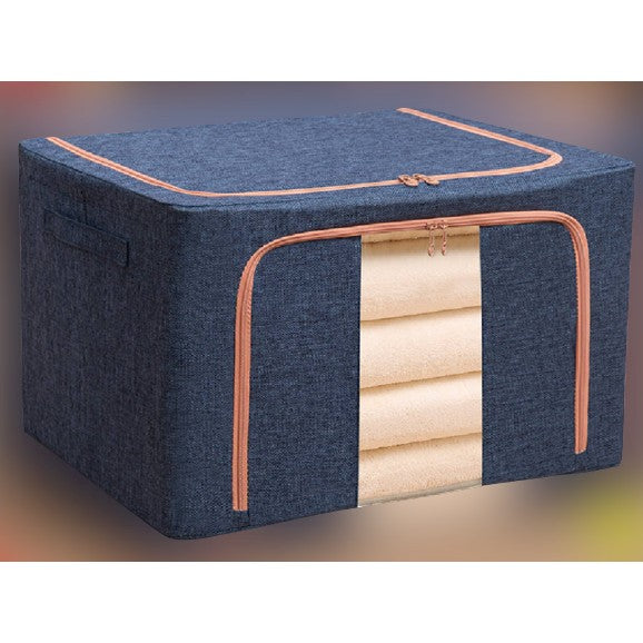 Cutie de depozitare pliabila, 66L din bumbac 50x40x33 cm Albastru marin