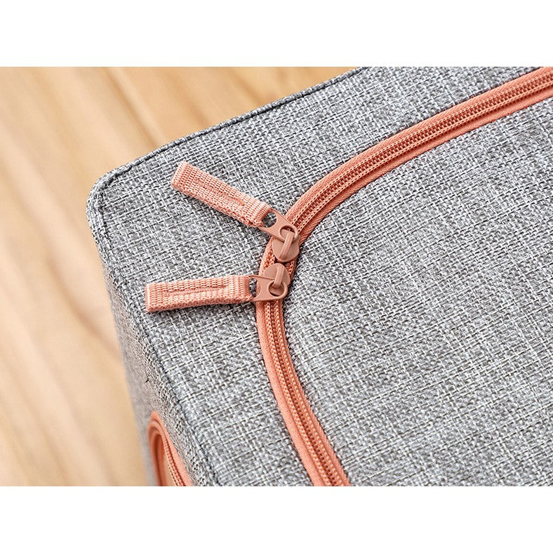 Cutie de depozitare pliabila cu fermoar 66L material textil 50x40x33cm Gri