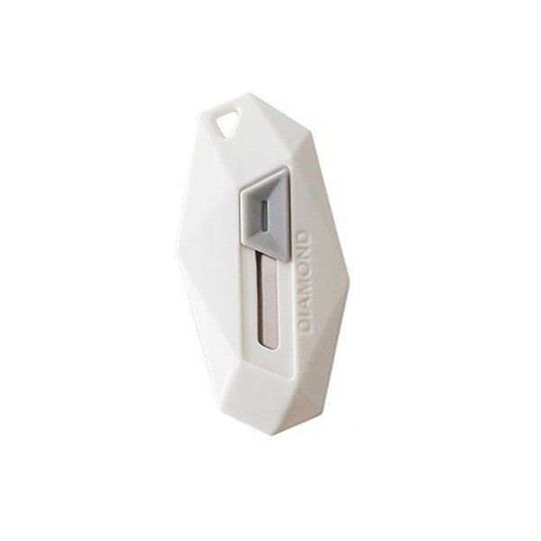 Cutter pentru cutii , vârf rotunjit si zimțat , tip breloc, 6.5x3.5cm CREM