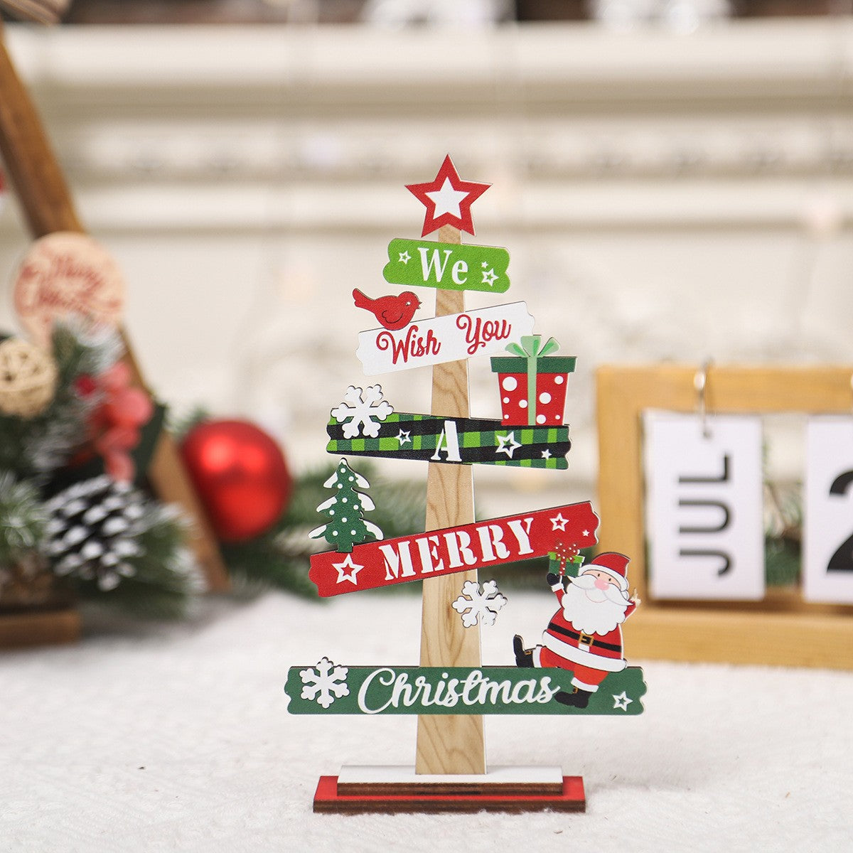 Decorațiune de Crăciun din Lemn – Braduleț „We Wish You a Merry Christmas”