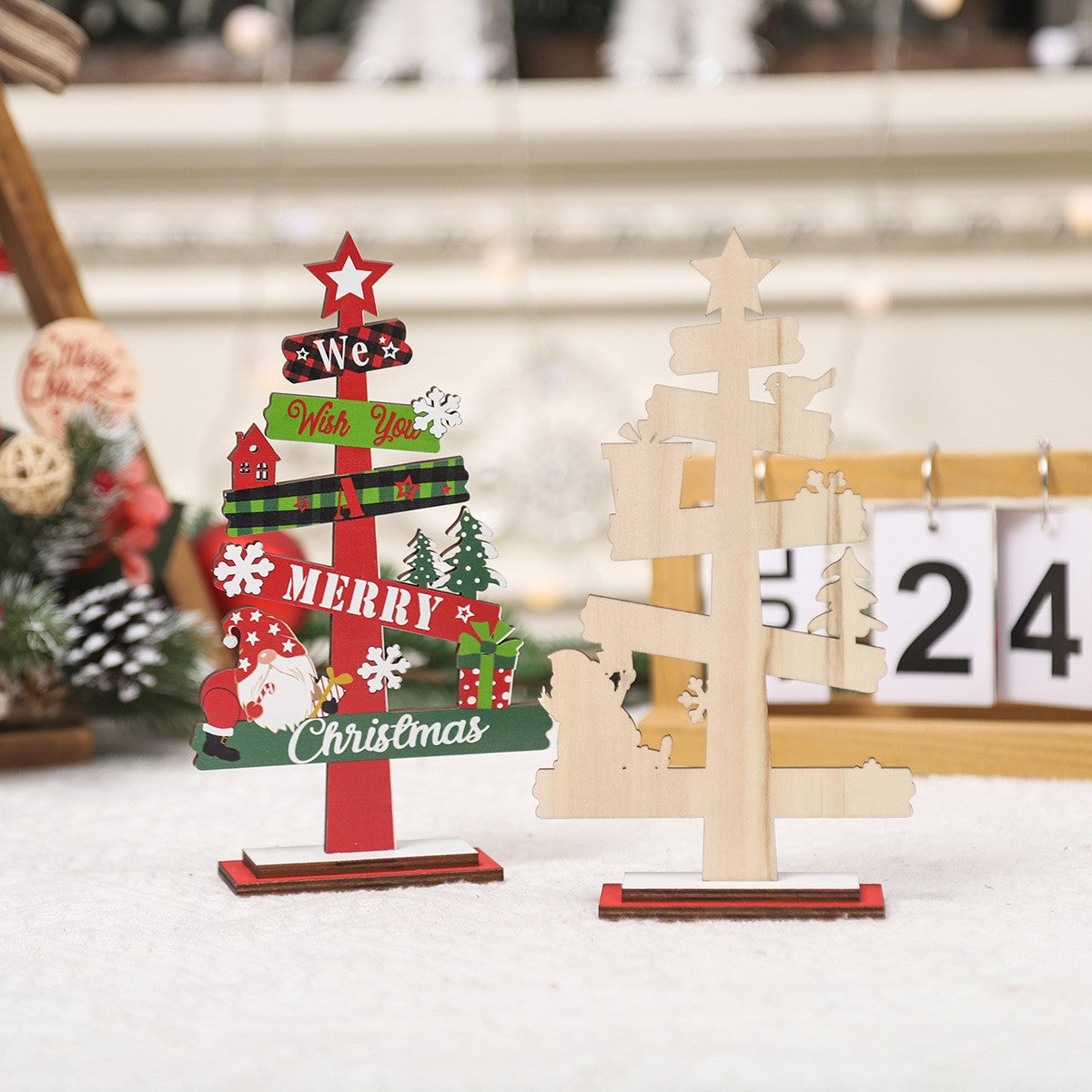 Decorațiune de Crăciun din Lemn – Braduleț „We Wish You a Merry Christmas”