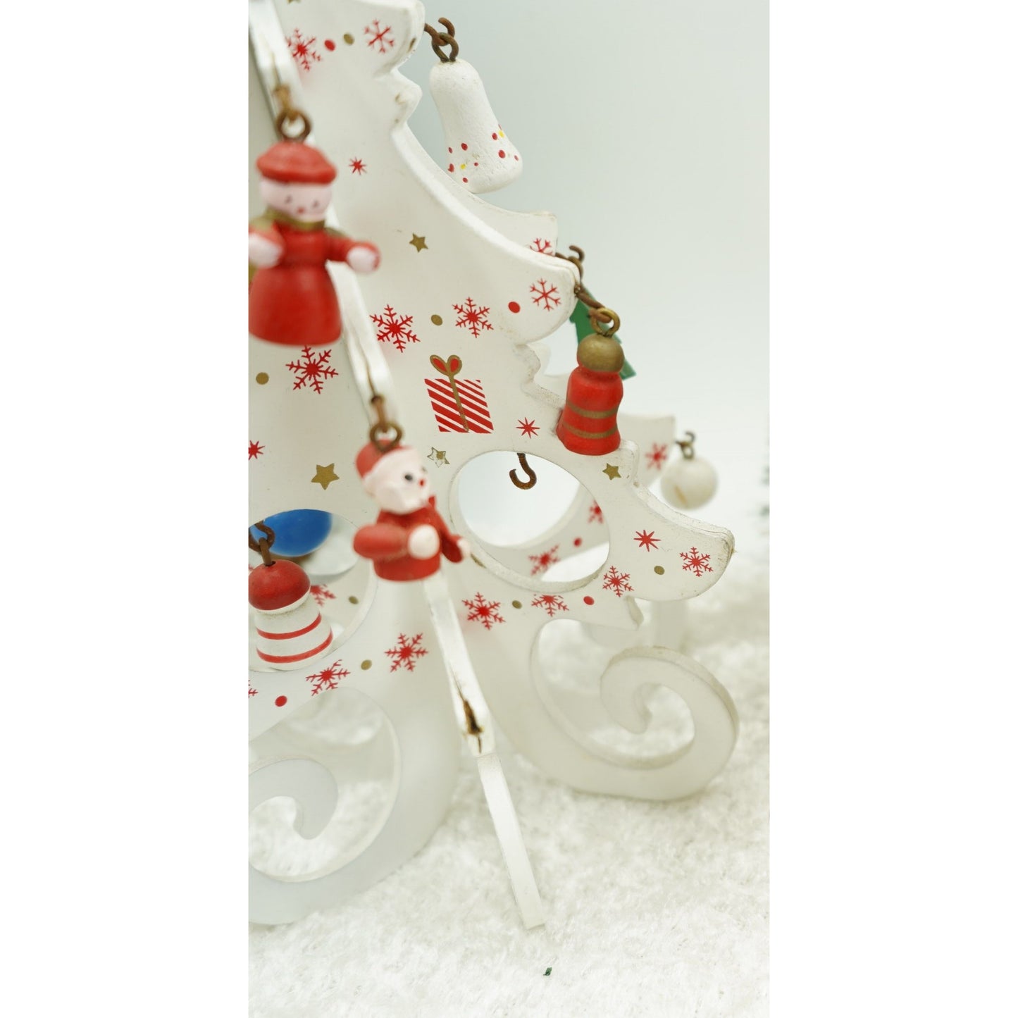 Decorațiune Crăciun Brad din lemn, Alb , 12cm x 20cm