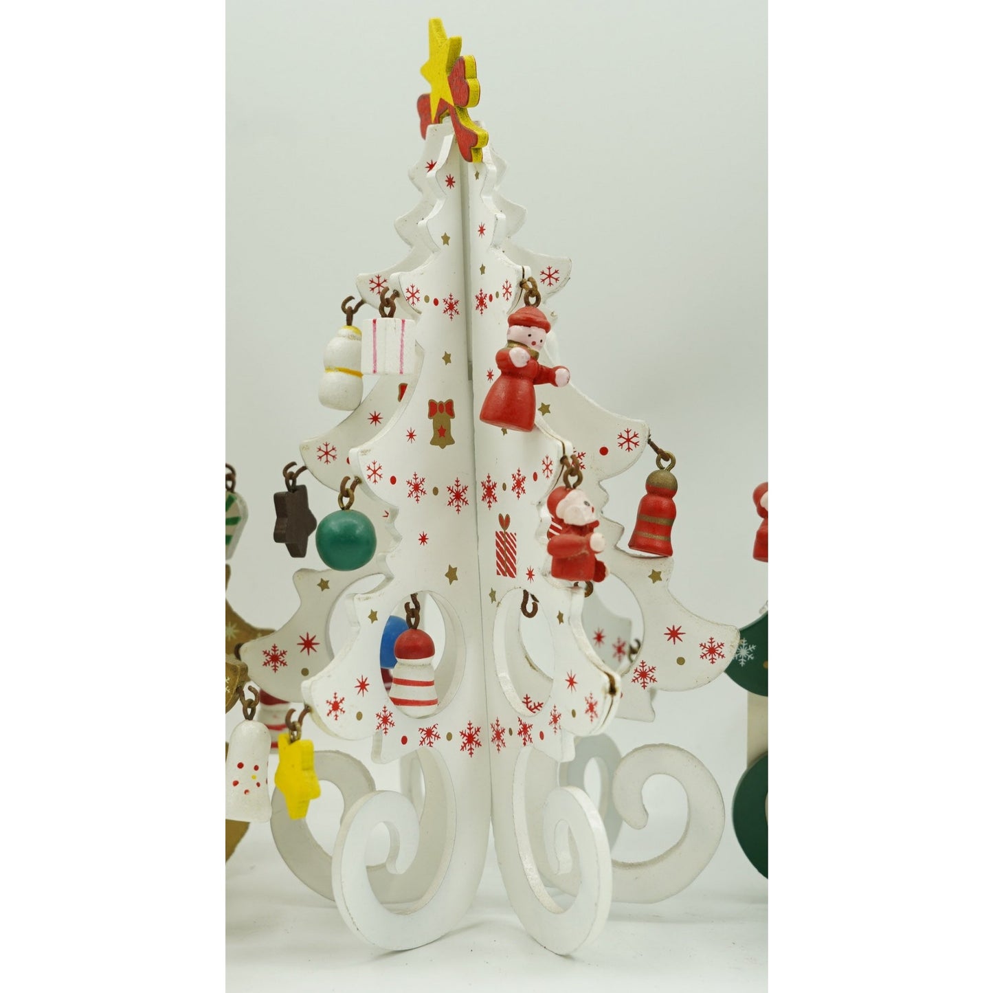 Decorațiune Crăciun Brad din lemn, Alb , 12cm x 20cm